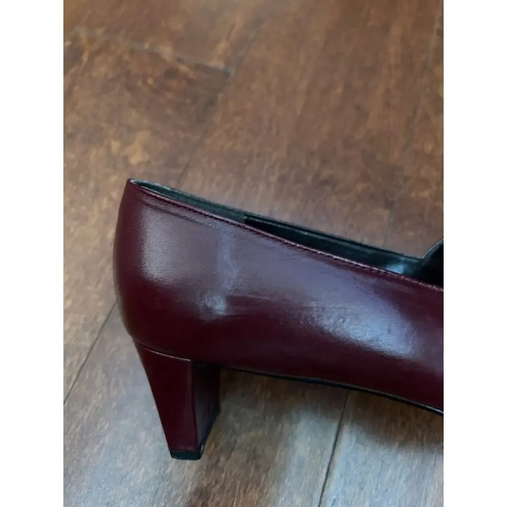Vintage Etienne Aigner Women's Oxblood Leather Mary Jane Buckle Heels, Size 8